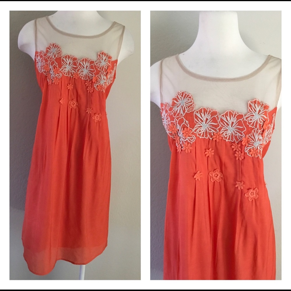 Orange/Tan Floral Sleeveless Dress By Ryu ModCloth